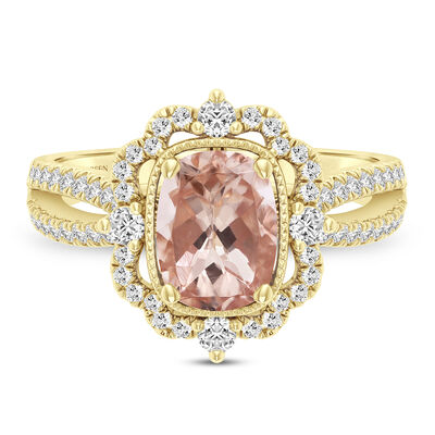 Paulette Morganite & Diamond Engagement Ring in 14K Gold (1/2 ct. tw.) 