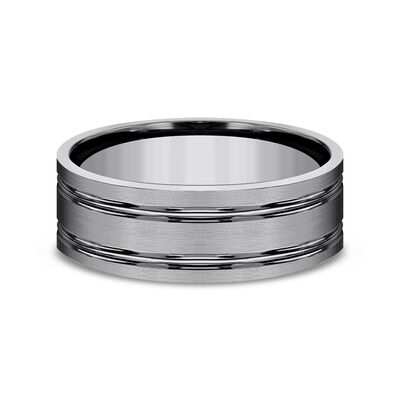 Men's Satin Finish Wedding Band in Gray Titanium, 8mm