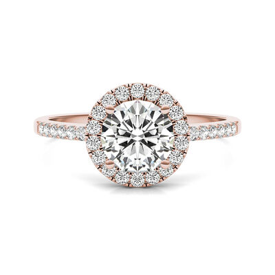 Moissanite Round Halo Ring in 14K Rose Gold (1 1/3 ct. dew)