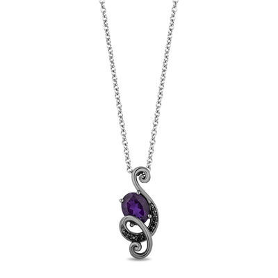 Ursula Black Diamond & Amethyst Pendant in Sterling Silver (1/10 ct. tw.)