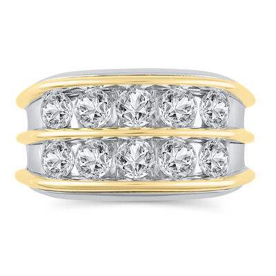 Men’s Lab Grown Diamond Band in 10K White Gold and Yellow Gold (3 ct. tw.) 