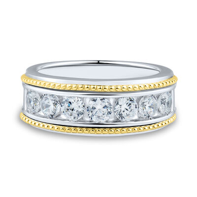 Men’s Lab Grown Diamond Band in 10K White and Yellow Gold (1 1/2 ct. tw.) 