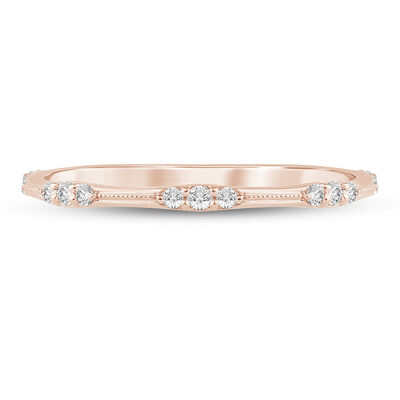 Lab Grown Diamond Milgrain Stack Band in 10K Gold (1/7 ct. tw.)