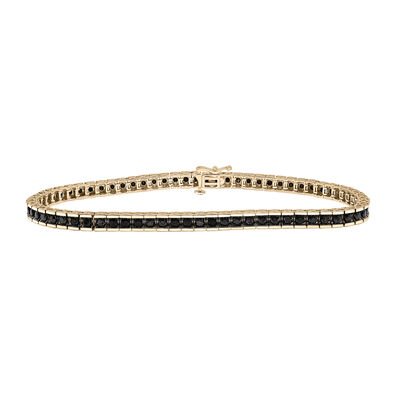 Black Diamond Tennis Bracelet in 10K Yellow Gold, 8.5