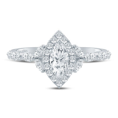 Avery Marquise-Cut Diamond Halo Engagement Ring in 14K Gold