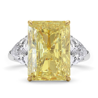 Lab Grown Diamond Fancy Yellow and White Engagement Ring in 18K Yellow and White Gold (8 1/10 ct. tw.)